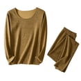 thumbnail image 1 of Paiwinds Women's Pajama Set - Round Neck Long Sleeve Top & Straight-Leg Pants, Warm Winter Loungewear for Cozy Nights In, 1 of 4