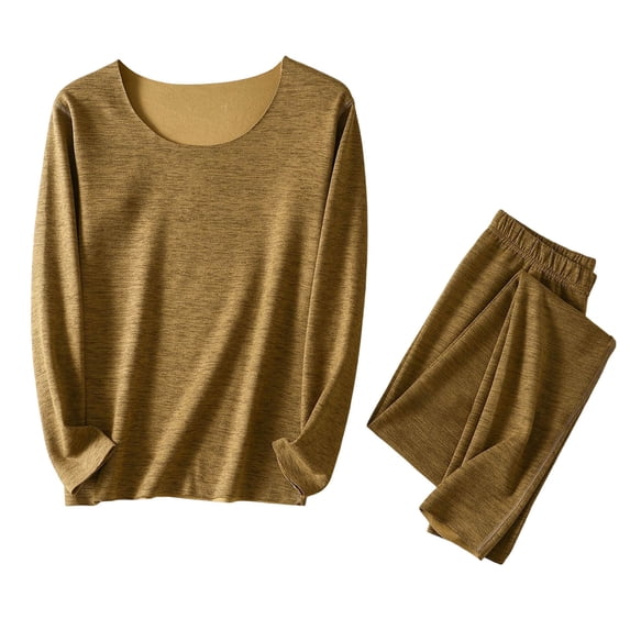 Paiwinds Women's Pajama Set - Round Neck Long Sleeve Top & Straight-Leg Pants, Warm Winter Loungewear for Cozy Nights In