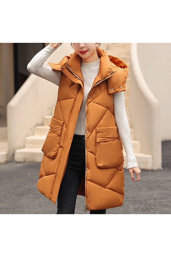 Women's Extended Length Hooded Cotton Coat Over-Knee Zipper Front Cold-Proof Warm Jacket for Harsh Winter Conditions and Daily Use