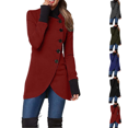 thumbnail image 1 of Paiwinds Women's Casual Coat Long Sleeve Button Down Solid Color Semi-Open Collar Mid-Length Pullover Blouse Lightweight Jacket for Daily Wear and Fall, 1 of 6