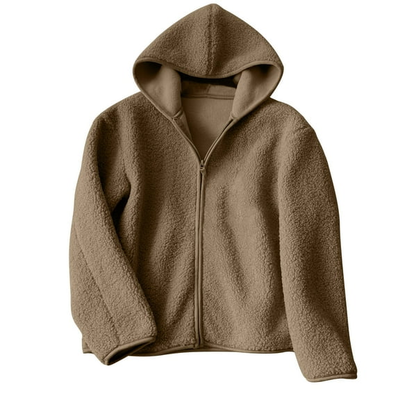 Paiwinds Women's Fleece Hooded Cardigan with Full-Zip Front and Extended Sleeves for Adaptive Warmth in Leisure Wear
