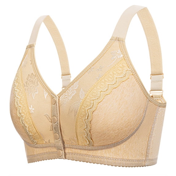 Paiwinds Women's Front Closure Wirefree Bra, Plus Size Thin Comfortable Breathable Seamless Gathering for Everyday Wear