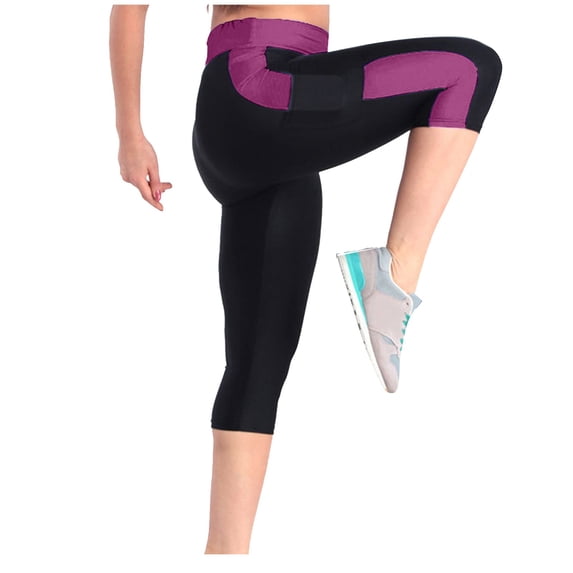 Paiwinds Women's High Waist Capri Yoga Pants with Side Pockets 7/8 Length Running Leggings