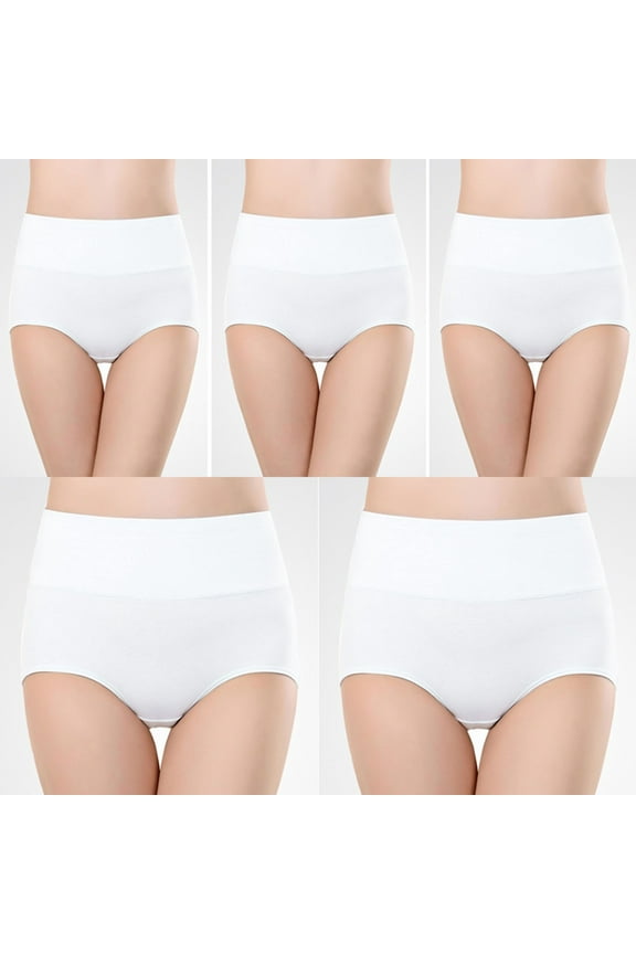 Womenâs High Waist Cotton Briefs 5 Pack - Double-Layer Crotch & No-Roll Waistband, Soft Breathable for Postpartum Recovery or Daily Comfort