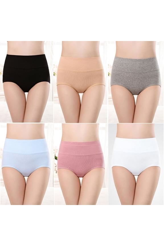 Women‘s High Waist Cotton Briefs 6 Pack - Exceptional Value with Double-Layer Crotch, Soft Breathable for All-Day Comfort and Recovery Support