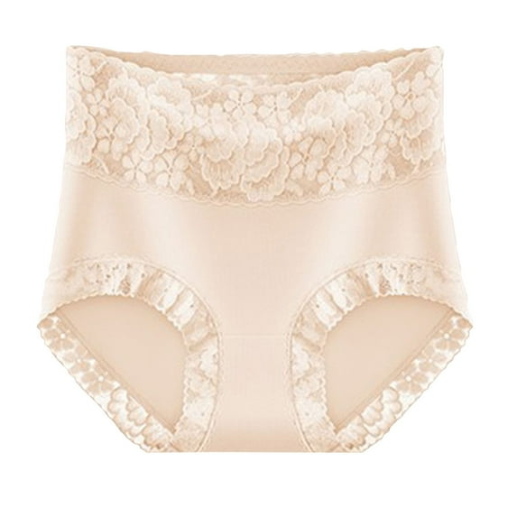 Paiwinds Women‘s High Waist Cotton Lace Underwear (Individually Packaged) - Elegant Briefs with Light Tummy Control, Comfortable & Breathable for Every Day