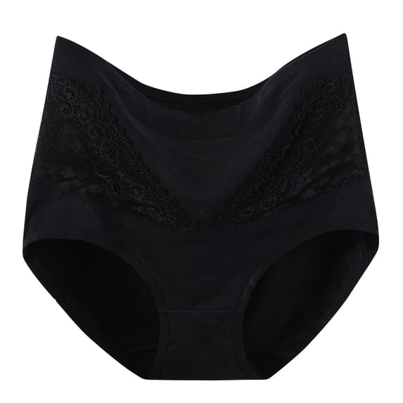 Paiwinds Women's High Waist Lace Cotton Briefs - Summer Underwear in Solid Colors, Soft & Breathable Plus Size Panties for Casual Wear