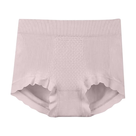 Paiwinds Women‘s High Waist Modal Cotton Seamless Briefs - Ribbed Peach Butt Shape with Wavy Edge, Comfortable Stylish Fit for Daily Wear, One Size