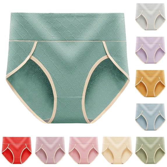 Paiwinds Women‘s High Waist Panties - Large Size Cotton Briefs with Gentle Abdominal Support, Ideal for Postpartum & Daily Wear (L-3XL, 10 Colors)