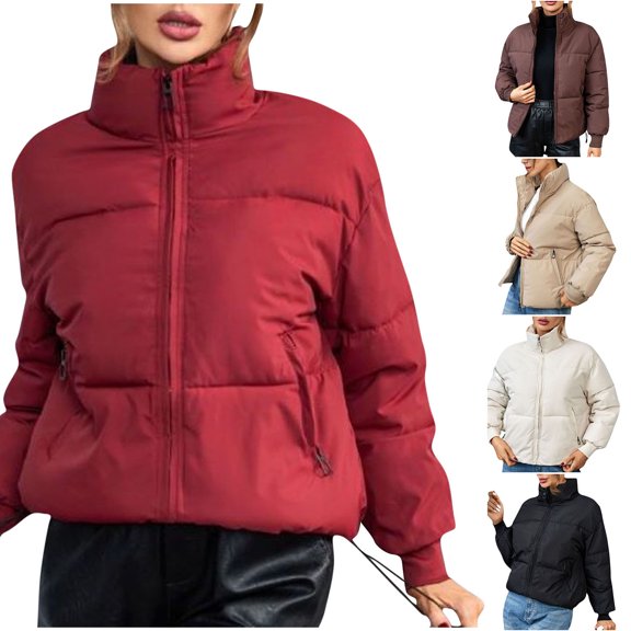 Paiwinds Women's Thickening Padded Warm Down Jacket, Slim Fit Long Sleeve Winter Coat with Hooded Design, Fashion Insulated Outerwear for Cold Weather and Chic Style