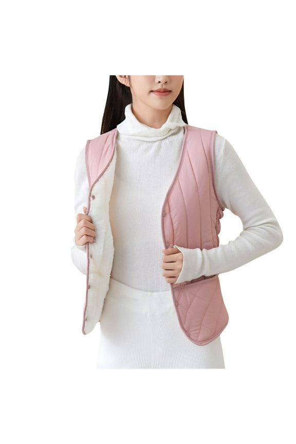 Women's Solid Color Down Thick Warm Vest, Short Sleeveless Parka Style Waistcoat with Insulated Design, Winter Outerwear for Layering and Thermal Protection
