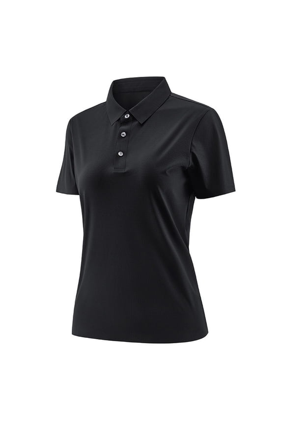 Women's Ice Silk Collar Short Sleeve Cool Touch Top - Breathable Nylon Spandex Blend Casual Shirt for Hot Weather, Daily Wear & Active Occasions