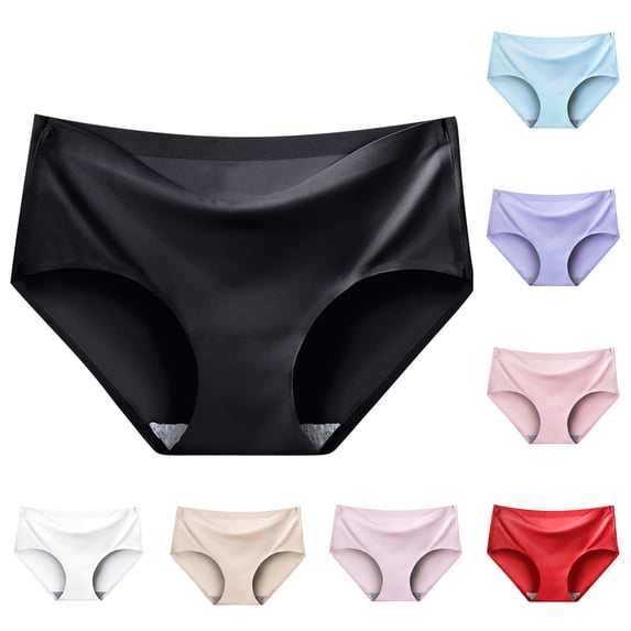 Paiwinds Women's Ice Silk Seamless Underwear - Summer Mid Waist Briefs with Lightweight Breathable Fabric, Smooth & Invisible for Daily Wear