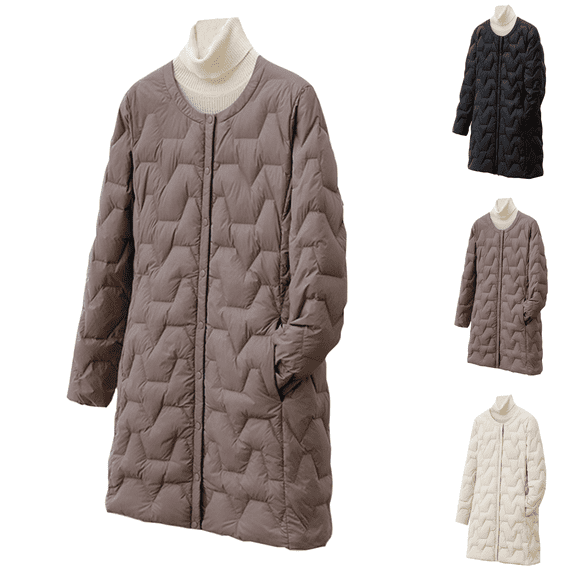 Paiwinds Women's Mid-Length Slim Down Jacket Removable Hood Lightweight Zipper Front Coat for Casual Wear and Cold Weather Layering