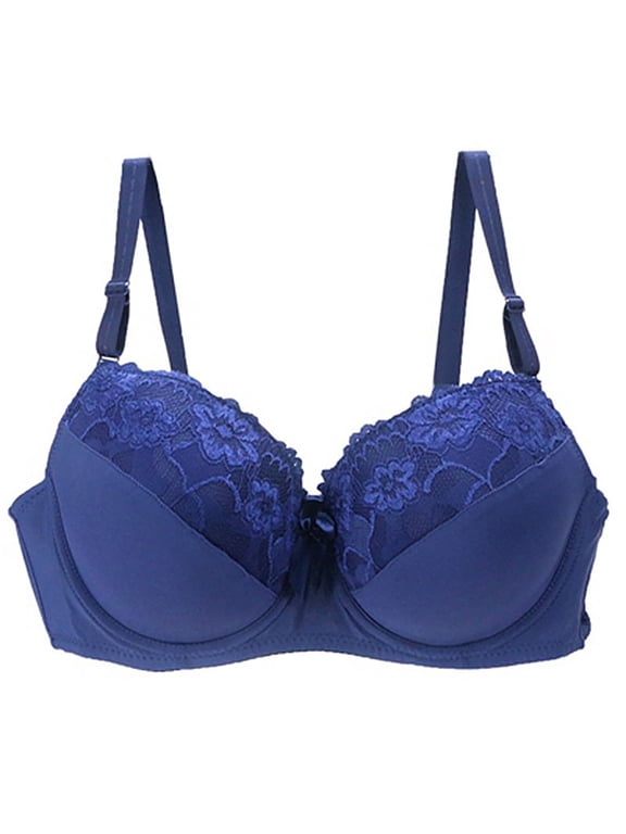 Women's Lace Push Up Bras, Seamless Everyday Bra for Women, Comfort Breathable T Shirt Bras, Back Closure Full Coverage Plunge Underwire Bras,Cup 75C-100C
