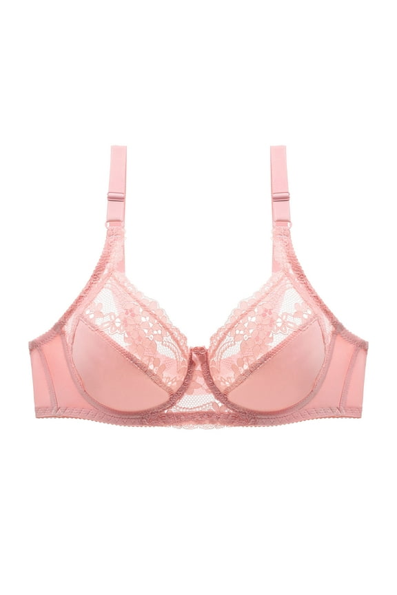 Women's Lace Underwire Bra - Plus Size Thin Comfortable Push Up Side Support Bra for Daily Wear, Multiple Colors, Sizes S-3XL