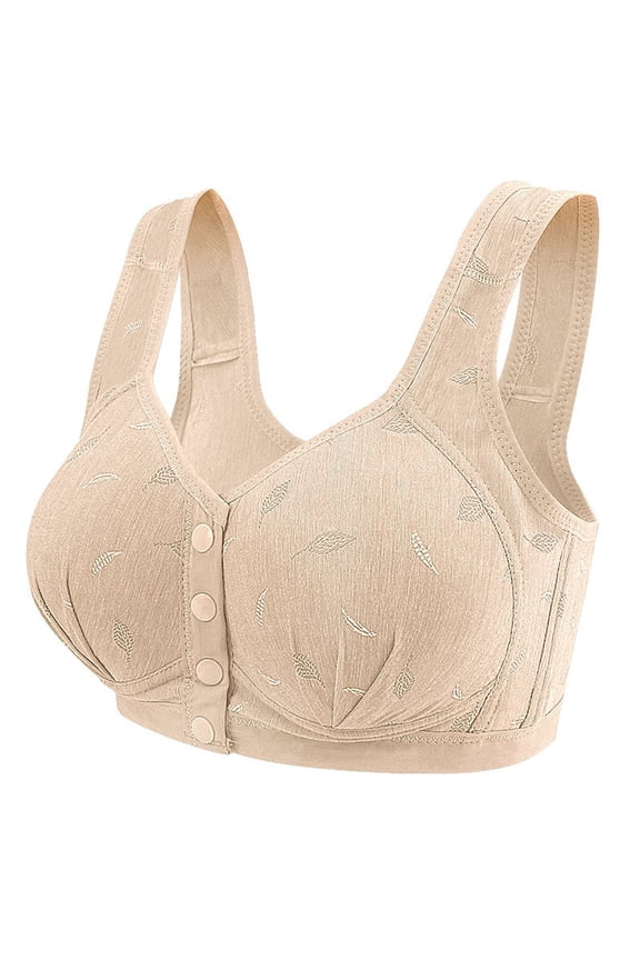 Women's Leopard Print Front Closure Wirefree Bra, Seamless Full Coverage Support for Side Breast & Lift, Alluring