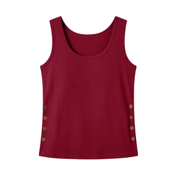 Paiwinds Women's Linen Sleeveless Top Button Down Solid Color Casual Tank Tops Summer Loose Fit Blouse for Ladies