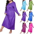 thumbnail image 1 of Paiwinds Women‘s Long Sleeve Round Neck Nightgown - Loose Plus Size Sleepshirt for Home, Comfortable and Soft Long Sleep Dress, XL-5XL, 1 of 4