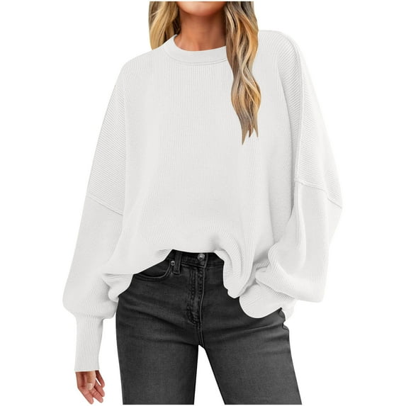 Paiwinds Women's Long Sleeve Round Neck Sweater, Knitted Pullover Design for Home Office and Outings, Casual Chic Comfortable