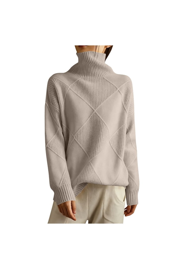 Women's Long Sleeve Turtleneck Pullover Sweater High Neck Knit Design Casual Comfort Top for Vacation Layering and Daily Wear 2025