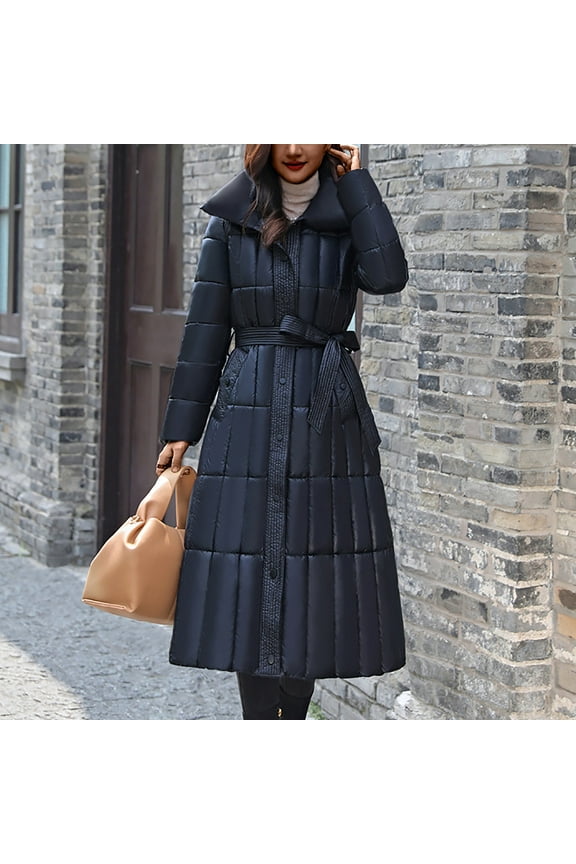 Women's Medium Length Hooded Wool Cotton Jacket Zipper Front Casual Long Sleeve Coat for Cold Weather Outings and Everyday Wear