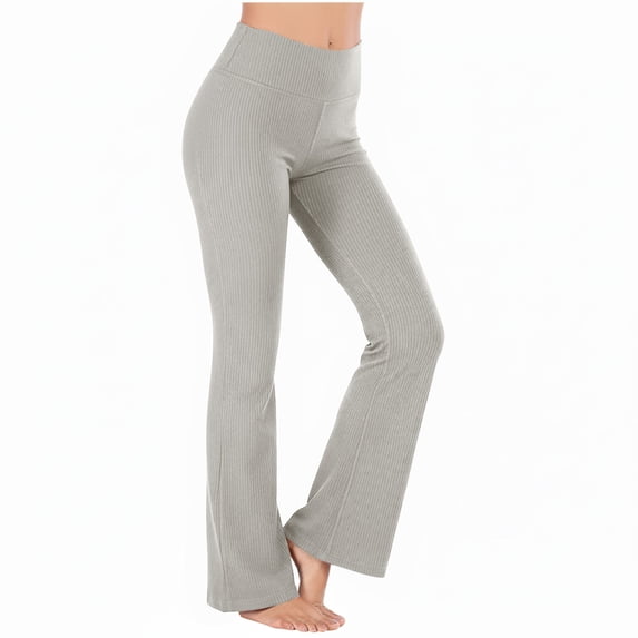 Paiwinds Women's Long Solid Color Hip Lift Fitness High Waist Elastic Exercise Yoga Pants, Flare Leg, Skinny Fit, Multiple Colors.