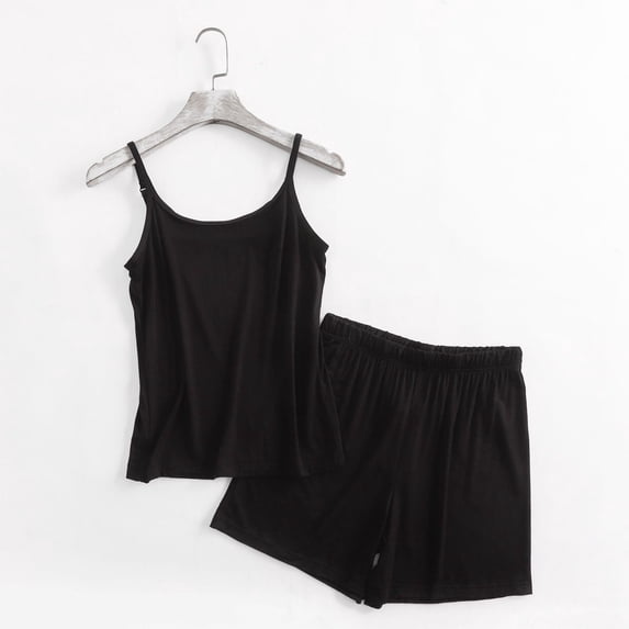 Paiwinds Women's Pajama Set - Loose Suspender Halter Neck Top & Breathable Shorts, Cotton Blend Perfect for Summer Comfort