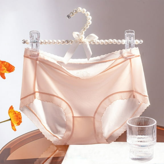 Paiwinds Women‘s Medium Waist Seamless Briefs, Ice Silk Traceless Panties, Breathable & Comfortable Nylon Spandex Underwear, Free Size