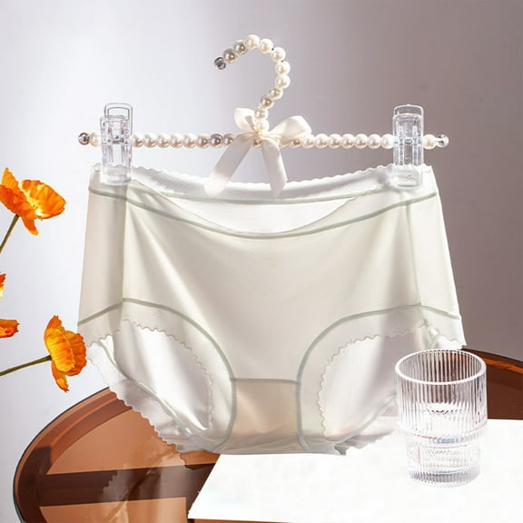 Paiwinds Women‘s Medium Waist Seamless Briefs, Ice Silk Traceless Panties, Breathable & Comfortable Nylon Spandex Underwear, Free Size