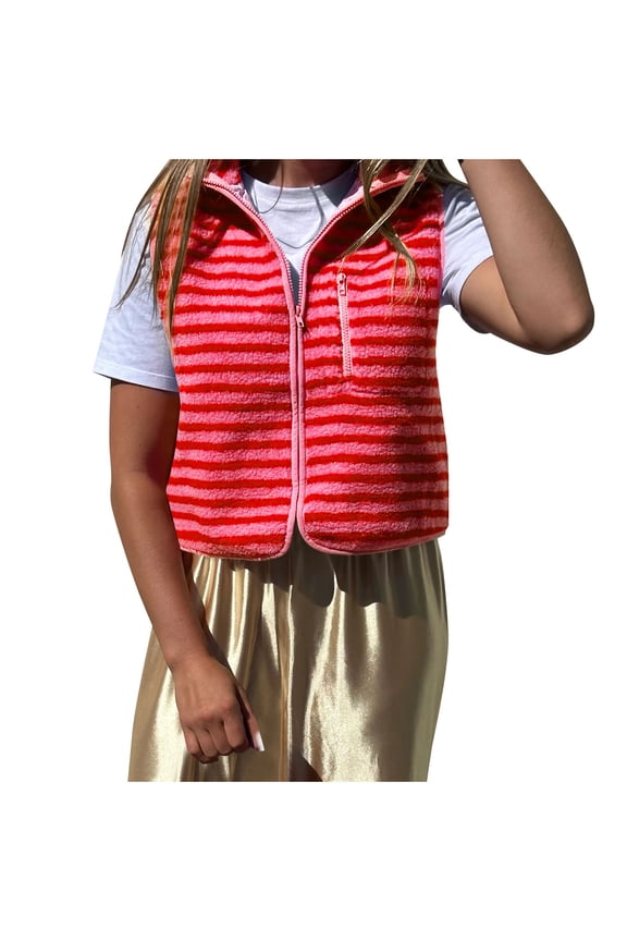 Women's Plaid-Printed Vest with Standing Collar and Sleeveless Cut for Patterned Layering in Urban Casual Wear