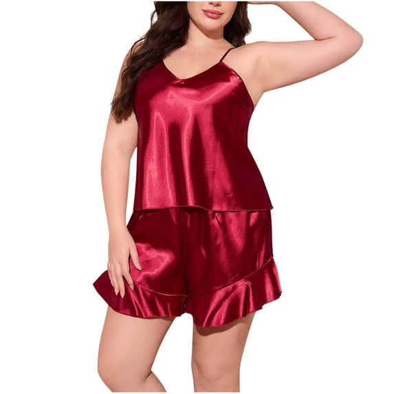 Paiwinds Halter Pajama Set for Women - Backless Frill Top & Loose Shorts with Silky Soft Fabric, Summer Sleepwear for Hot Nights