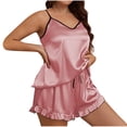 thumbnail image 1 of Paiwinds Halter Pajama Set for Women - Backless Frill Top & Loose Shorts with Silky Soft Fabric, Summer Sleepwear for Hot Nights, 1 of 6