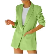 Paiwinds Women's Plus Size Blazer, Business Long Sleeve Blazer Work Office Coats Pocket Back Slit Jacket