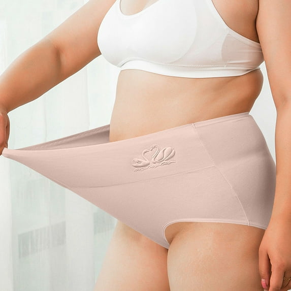 Paiwinds Women’s Plus Size High Waist Briefs, Solid Color Flattering Panties, Breathable & Supportive Nylon Spandex Underwear, Size M-5XL