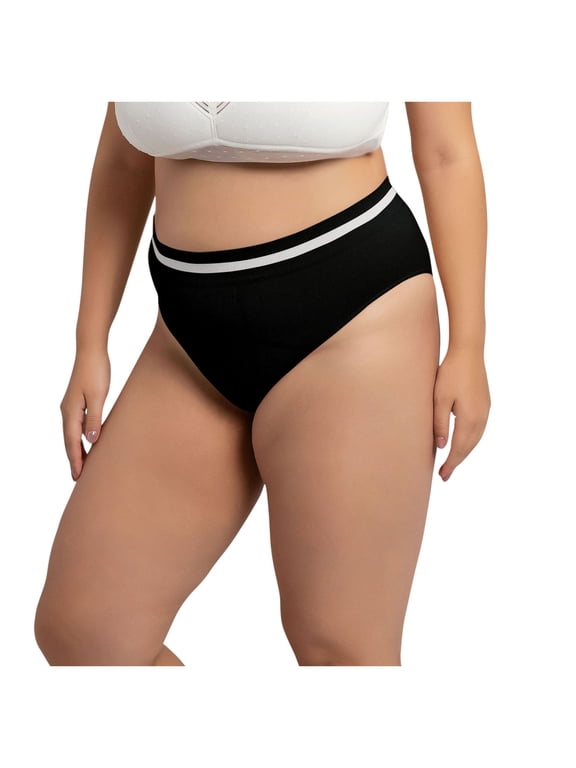 Women‘s Plus Size High Waist Cotton Briefs - Seamless Full Coverage Postpartum Underwear with No Ride-Up Design and Double-Layer Waistband