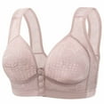 thumbnail image 1 of Paiwinds Women's Front Closure Lace Bra - Wirefree Plus Size Bralette with Floral Embossing, Comfortable Everyday Underwear for Daily Wear, 1 of 9