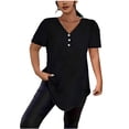 thumbnail image 1 of Paiwinds Women's Plus Size V-Neck Short Sleeve Blouse - Stretchy Polyester Spandex Casual Top for Comfortable Daily Wear, Relaxed Outings & Easy Style, 1 of 5
