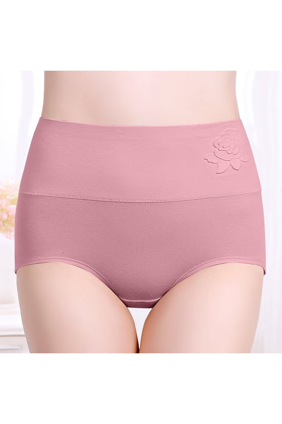 Women‘s Postpartum High Waist Cotton Briefs - Abdomen Support & Hip Lift Underwear with Embossed Pattern, Breathable and Comfortable for Recovery