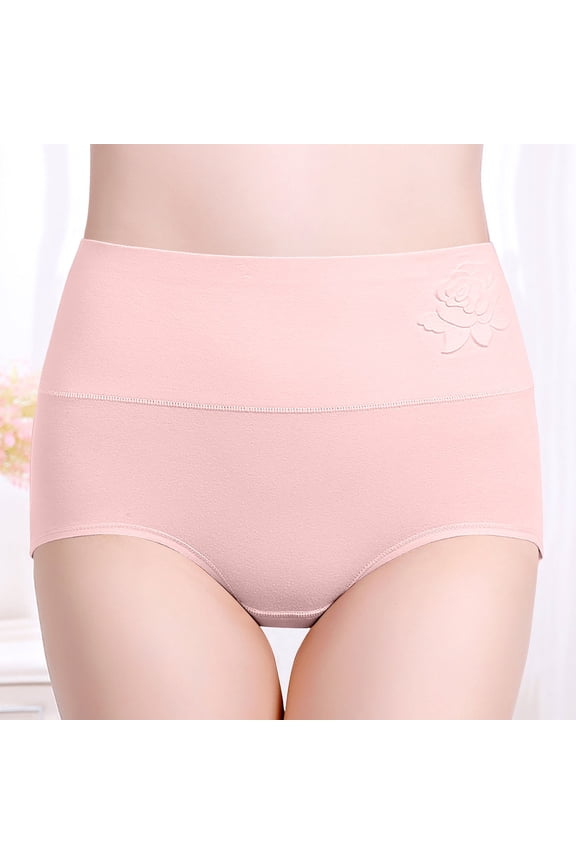 Women‘s Postpartum High Waist Cotton Briefs - Abdomen Support & Hip Lift Underwear with Embossed Pattern, Breathable and Comfortable for Recovery