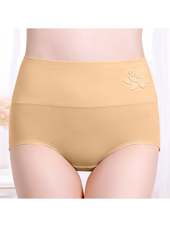 Women‘s Postpartum High Waist Cotton Briefs - Abdomen Support & Hip Lift Underwear with Embossed Pattern, Breathable and Comfortable for Recovery