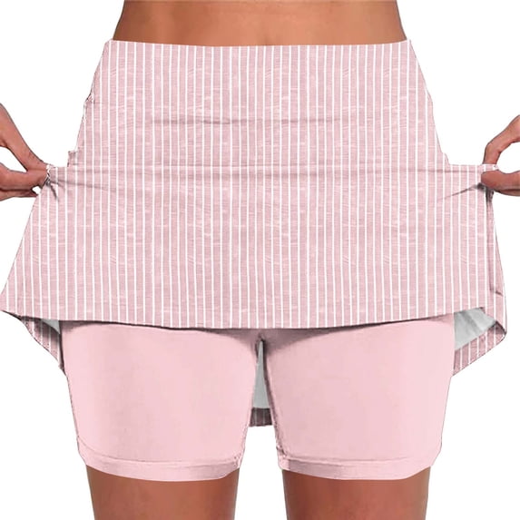 Paiwinds Women's Printing Shorts Lightweight High Waist Skinny Joggers with Pockets, Stretchy Polyester Spandex, Casual Shorts, Stripes Pattern.