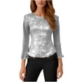 thumbnail image 1 of Paiwinds Women's Round Neck 3/4 Sleeve Loose Fit Nylon Spandex Polyester Solid Color Casual Work Top 2026 Fashion Trendy Lightweight Breathable Comfortable Everyday Versatile, 1 of 9