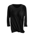 thumbnail image 1 of Paiwinds Women's Round Neck 3/4 Sleeve Solid Color Built-in Chest Pad Pajama Top, 2026 Summer Casual Loungewear Blouse with Soft Stretchy Fabric for Everyday Wear, 1 of 9