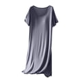 thumbnail image 1 of Paiwinds Women's Round Neck Short Sleeve Nightgown with Chest Cushion - Loose Comfortable Modal Blend Sleep Dress for Home, Below Knee Length, Free Size, 1 of 5