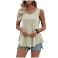thumbnail image 1 of Paiwinds Women's Round Neck Sleeveless Nylon Spandex Solid Color Casual Tank Top 2026 Fashion Trendy Lightweight Breathable Comfortable Everyday Blouse, 1 of 6