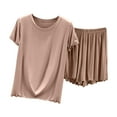 thumbnail image 1 of Paiwinds Ruffle Pajama Set for Women - Short Sleeve Top & High-Waist Shorts with Cute Design, Stylish Loungewear for Summer, 1 of 3