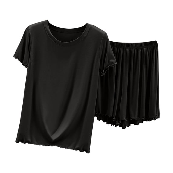 Paiwinds Ruffle Pajama Set for Women - Short Sleeve Top & High-Waist Shorts with Cute Design, Stylish Loungewear for Summer