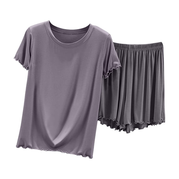 Paiwinds Ruffle Pajama Set for Women - Short Sleeve Top & High-Waist Shorts with Cute Design, Stylish Loungewear for Summer