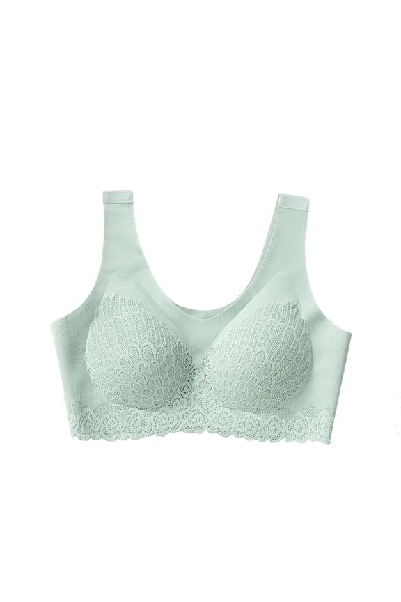 Women's Seamless Wireless Lace Sleep Bra, Comfortable Gathering and Side Support for Sports or Sleep, Breathable Lace for Unrestricted Comfort in Daily Activities